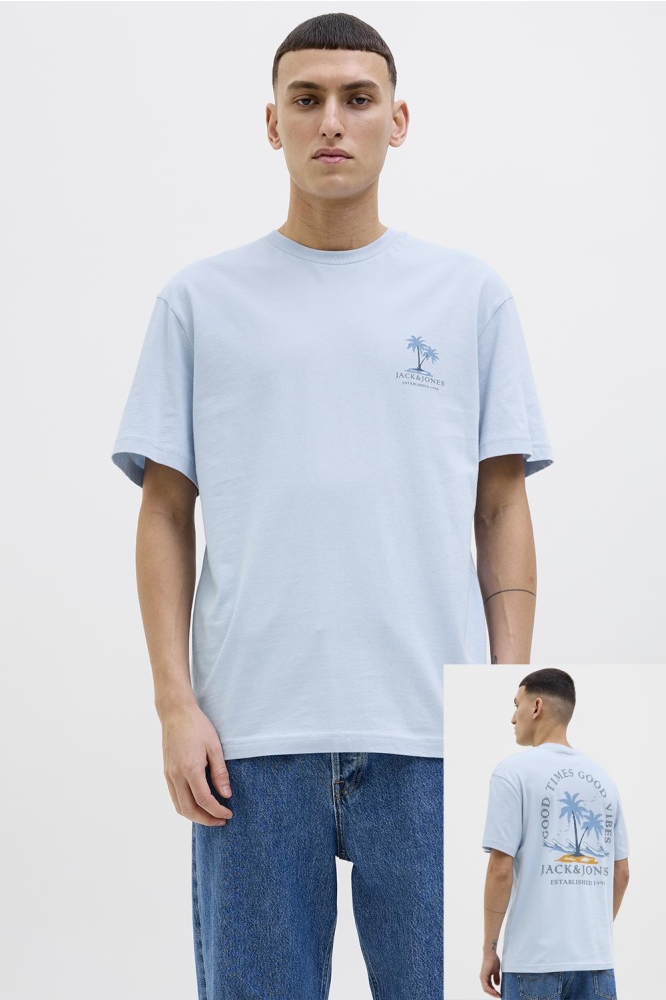 JJSUMMER VIBES TEE SS CREW NECK 12269372 CHAMBRAY BLUE